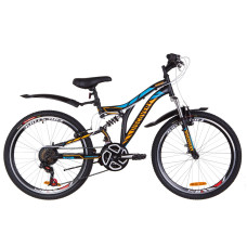 Велосипед 24" Discovery ROCKET AM2 14G Vbr St з крилом Pl 2019 (чорно-помаранчевий з синім)