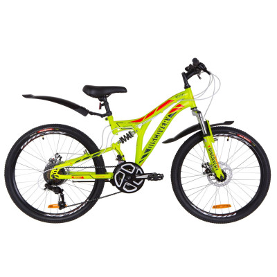 Велосипед 24" Discovery ROCKET AM2 14G DD St с крылом Pl 2019 (зелено-красный) 