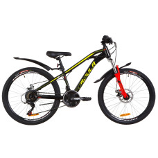 Велосипед 24" Formula DAKAR AM 14G DD St з крилом Pl 2019 (чорно-червоний з жовтим)