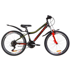 Велосипед 24" Formula FOREST AM 14G Vbr St з крилом Pl 2019 (чорно-червоний з жовтим)