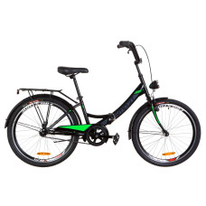 Велосипед 24" Formula SMART 14G гальмівна St з багажником зад St, з крилом St, з ліхтарем 2021 (чорно-салатовий)