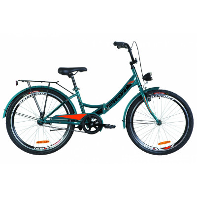 Велосипед 24" Formula SMART 14G тормозная St с багажником зад St, с крылом St, с фонарём 2019 (синий с оранжевым) 