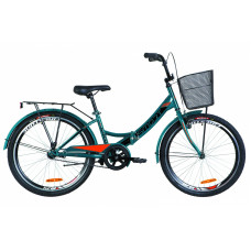 Велосипед 24" Formula SMART 14G гальмівна St з багажником зад St, з крилом St, з кошиком St 2019 (синій з помаранчевим)
